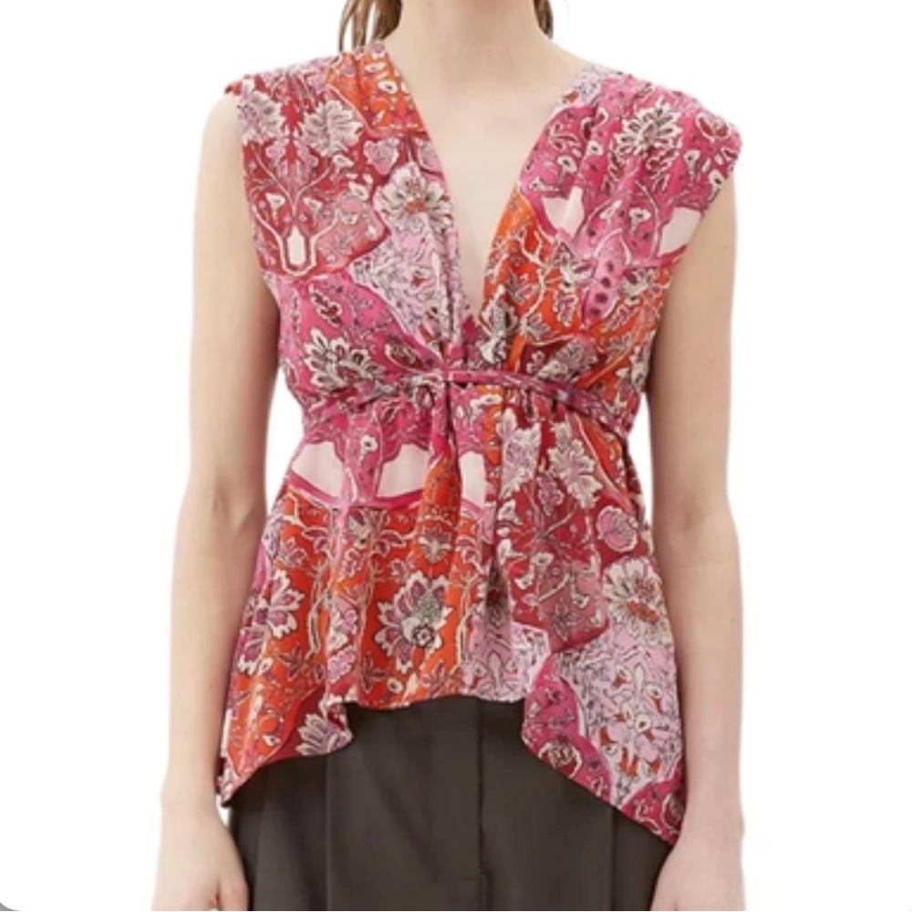Maria Cher Lugo Matilde Top in Red Pink Floral